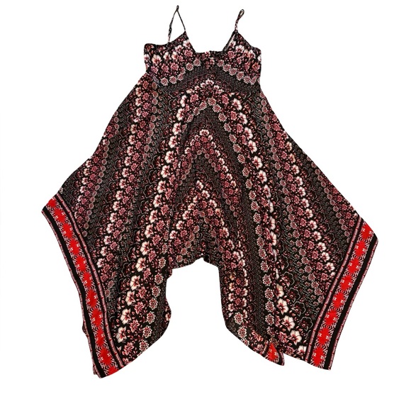 Express Summer Floral Bouquet Handkerchief Hem Boho Dress, Sz M - Picture 12 of 14